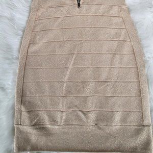 BCBG MAXAZRIA Gold Sparkly BodyCon Mini Dress with zipper